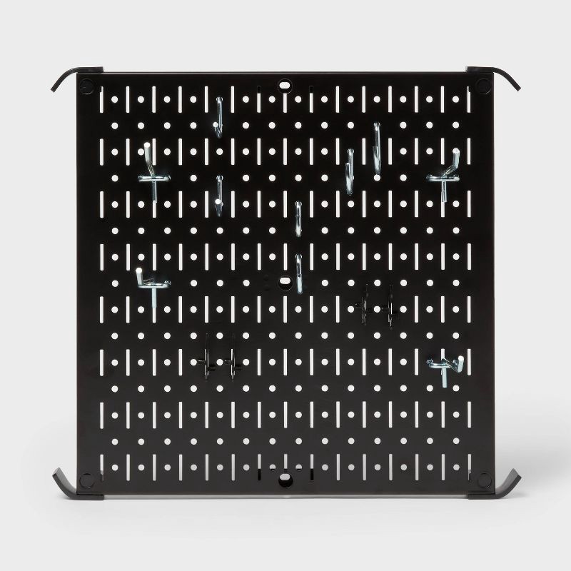 slide 1 of 4, 16" Square Metal Pegboard - Brightroom™: Wall & Garage Storage Organizer, Carbon Steel, Black, 100 lb Capacity, 100 lb
