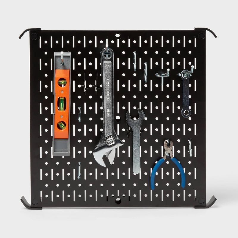 slide 4 of 4, 16" Square Metal Pegboard - Brightroom™: Wall & Garage Storage Organizer, Carbon Steel, Black, 100 lb Capacity, 100 lb