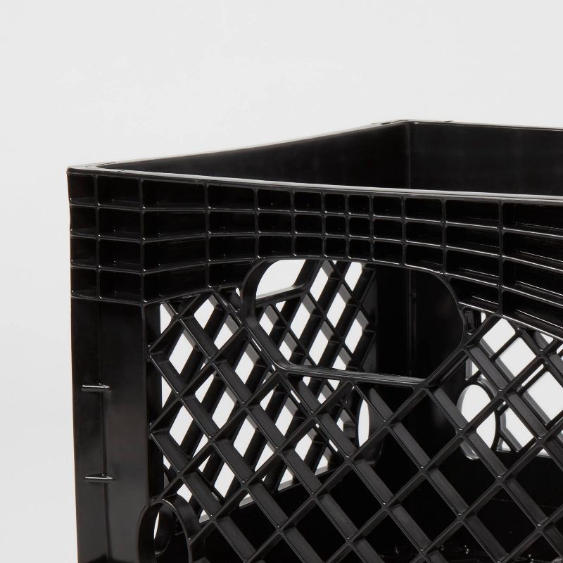 slide 3 of 5, Rehrig Pacific Company 16qt Heavy Duty Stackable Storage Crate - Brightroom™: Black Plastic Utility Bin with Built-In Handles, 16 qt