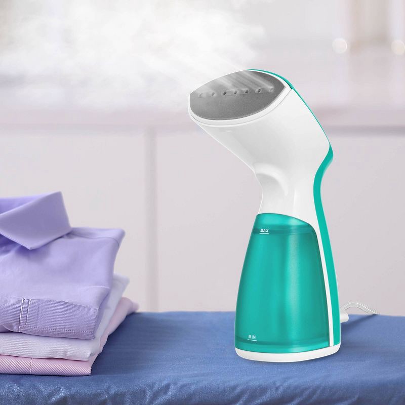 slide 5 of 8, Sunbeam 1000W Compact Handheld Steamer with Brush Attachment, 1 ct
