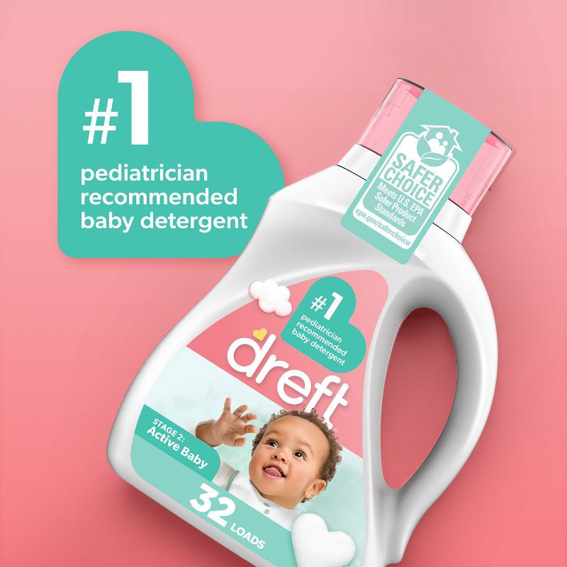 slide 3 of 8, Dreft Original Stage 2 Active Baby HE Liquid Laundry Detergent 64 Loads - 92 fl oz, 92 fl oz