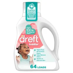 Dreft Toddler Laundry Detergent Liquid, Fights Stains, Removes Odors, 64 Loads - 84 fl oz: Dermatologist Tested