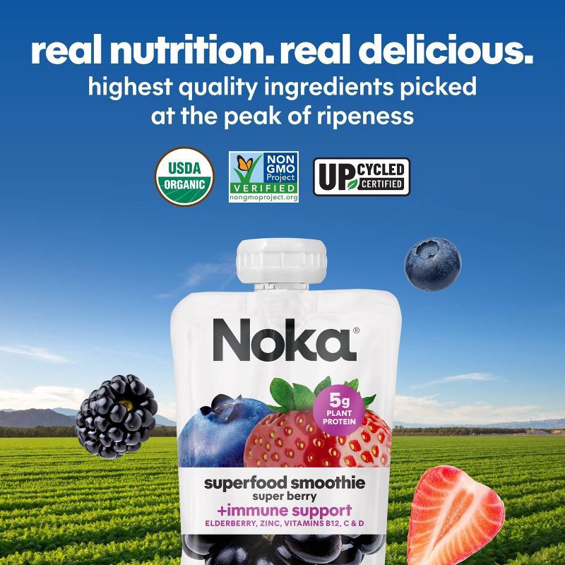 slide 8 of 14, NOKA Organic Superfood Smoothie Super Berry + Immune Support Pouches - 16.9oz/4pk, 4 ct; 16.9 oz