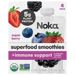 Noka Superfood Smoothies Super Berry + Immune Support - 16.9oz/4pk