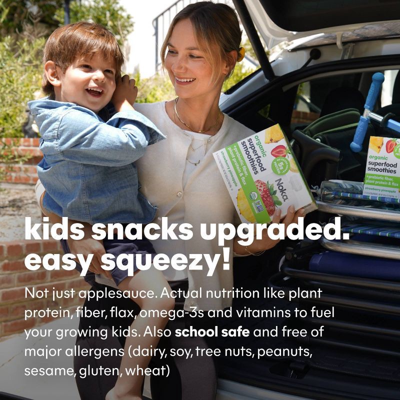 slide 5 of 14, NOKA Superfood Fruit Smoothies + Prebiotic Fiber & Flax Strawberry Pineapple Pouches - 4.22oz/4pk, 4.22 oz, 4 ct