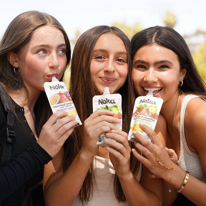slide 9 of 14, NOKA Superfood Fruit Smoothies + Prebiotic Fiber & Flax Strawberry Pineapple Pouches - 4.22oz/4pk, 4.22 oz, 4 ct