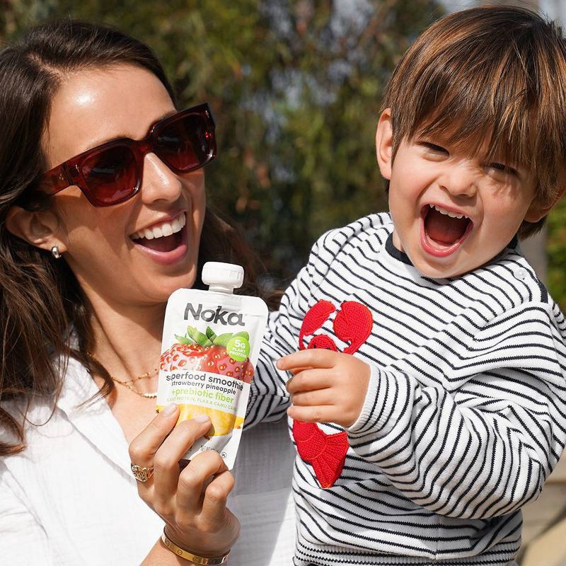 slide 10 of 14, NOKA Superfood Fruit Smoothies + Prebiotic Fiber & Flax Strawberry Pineapple Pouches - 4.22oz/4pk, 4.22 oz, 4 ct
