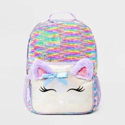 Kids' 16 Flip Sequin Cat Backpack - Cat & Jack™ Purple": Fits 13" Laptop, Ages 3-9, Recycled Material