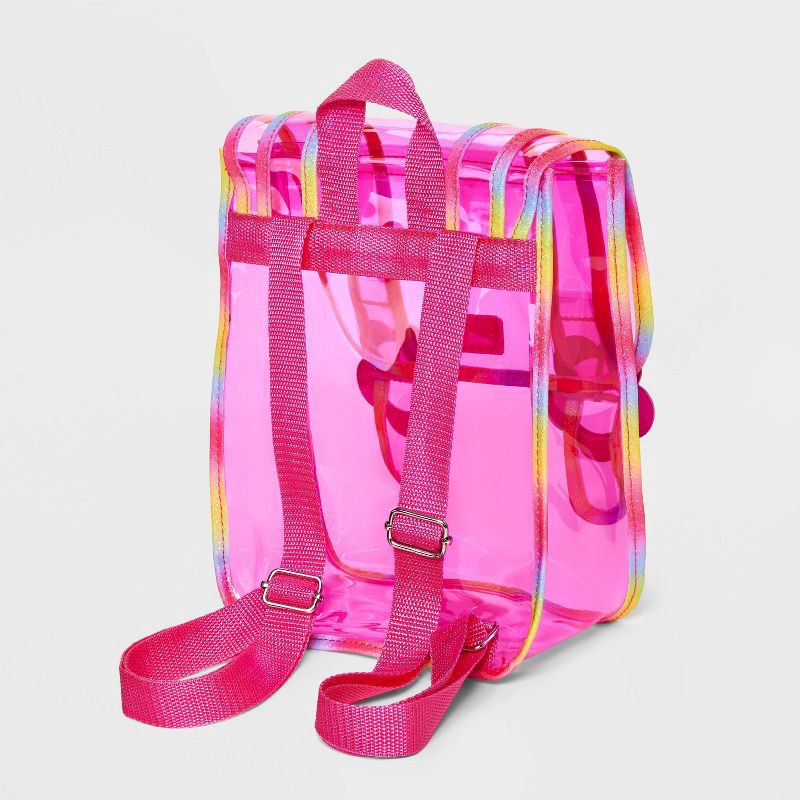 slide 2 of 4, Kids' 11" Rainbow Jelly Clear Mini Backpack with Flower Buckles - Cat & Jack™ Pink, 1 ct