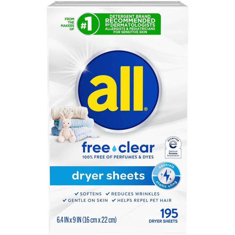 slide 2 of 9, All Free Clear Fabric Softening Sheets - 195ct, 195 ct