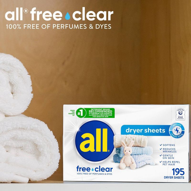 slide 7 of 9, All Free Clear Fabric Softening Sheets - 195ct, 195 ct