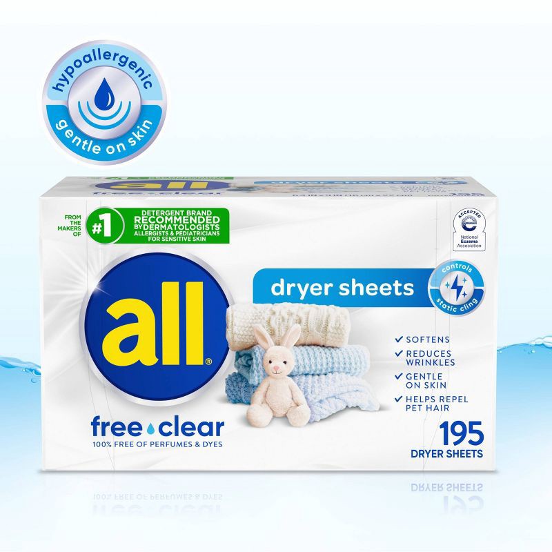 slide 8 of 9, All Free Clear Fabric Softening Sheets - 195ct, 195 ct