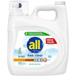 All Unscented Free Clear Advanced Oxi HE Liquid Laundry Detergent 104 Loads - 154 fl oz