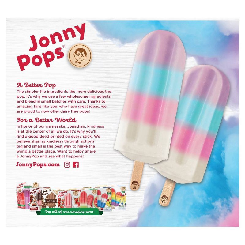 slide 2 of 4, JonnyPops Organic Cotton Candy Cloud Frozen Dessert - 14.8oz/8ct, 14.8 oz, 8 ct