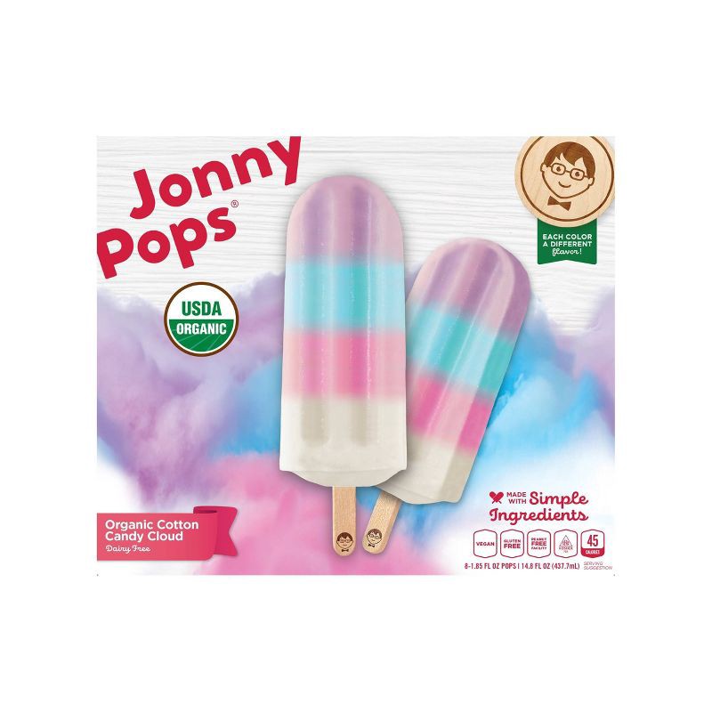 slide 1 of 2, JonnyPops Organic Cotton Candy Cloud Frozen Dessert - 14.8oz/8ct, 14.8 oz, 8 ct