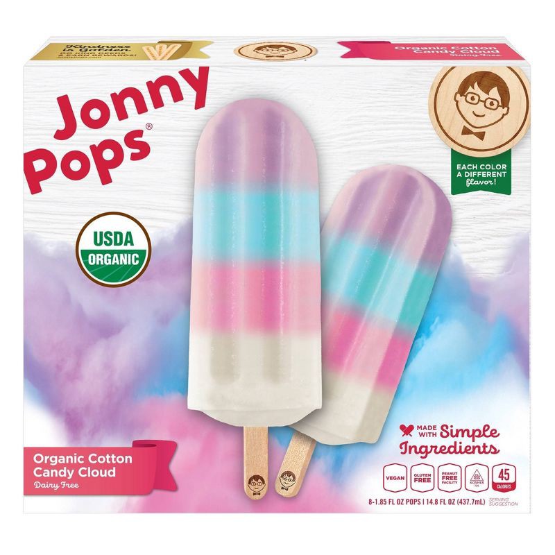 slide 1 of 4, JonnyPops Organic Cotton Candy Cloud Frozen Dessert - 14.8oz/8ct, 14.8 oz, 8 ct
