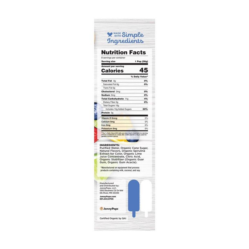slide 4 of 4, JonnyPops Organic Blue Wave Frozen Dessert - 8ct/14.8 fl oz, 8 ct, 14.8 fl oz