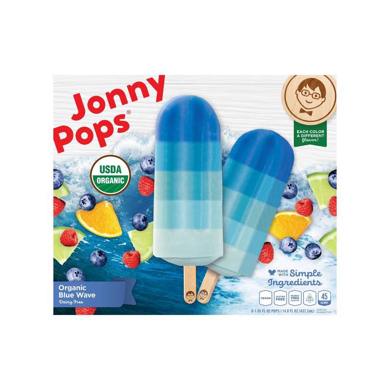 slide 1 of 3, JonnyPops Organic Blue Wave Frozen Dessert - 14.8oz/8ct, 14.8 oz, 8 ct