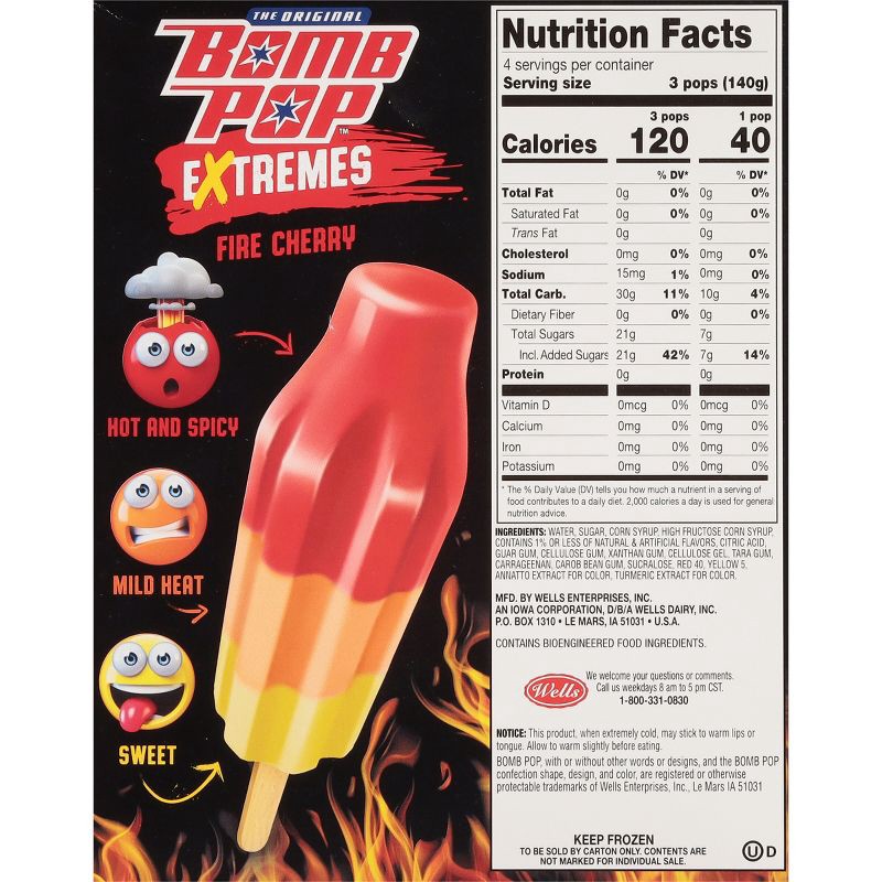 slide 4 of 6, Bomb Pop Frozen Extreme Fire Cherry - 21oz/12ct, 21 oz, 12 ct