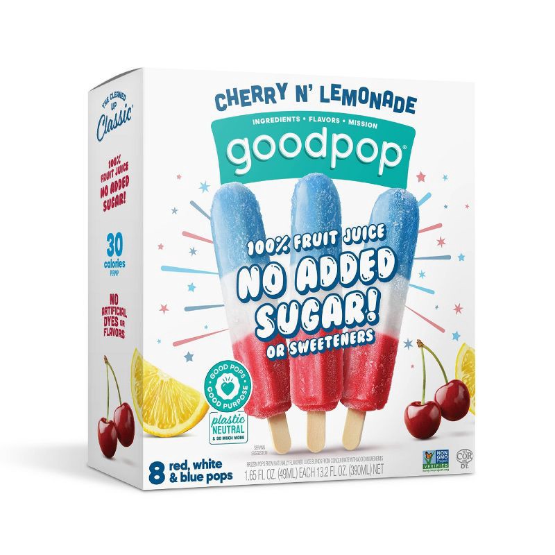 slide 1 of 9, GoodPop Red White & Blue Frozen Dessert - 13.2 fl oz/8pk, 13.2 fl oz, 8 ct