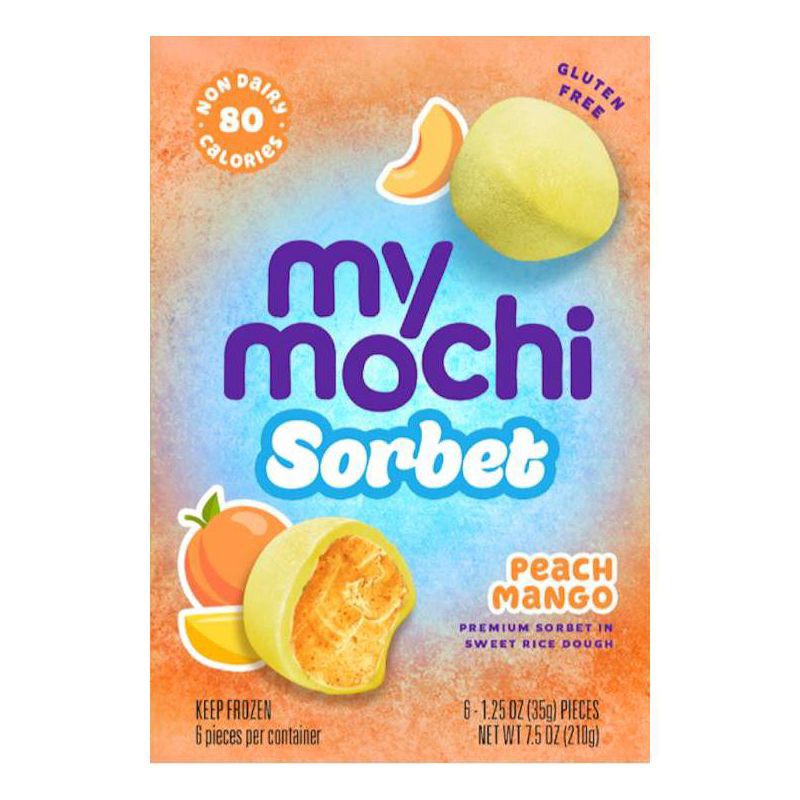 slide 1 of 4, My/Mochi My Mochi Peach Mango Sorbet Frozen Dessert - 7.5oz/6ct, 6 ct; 7.5 oz