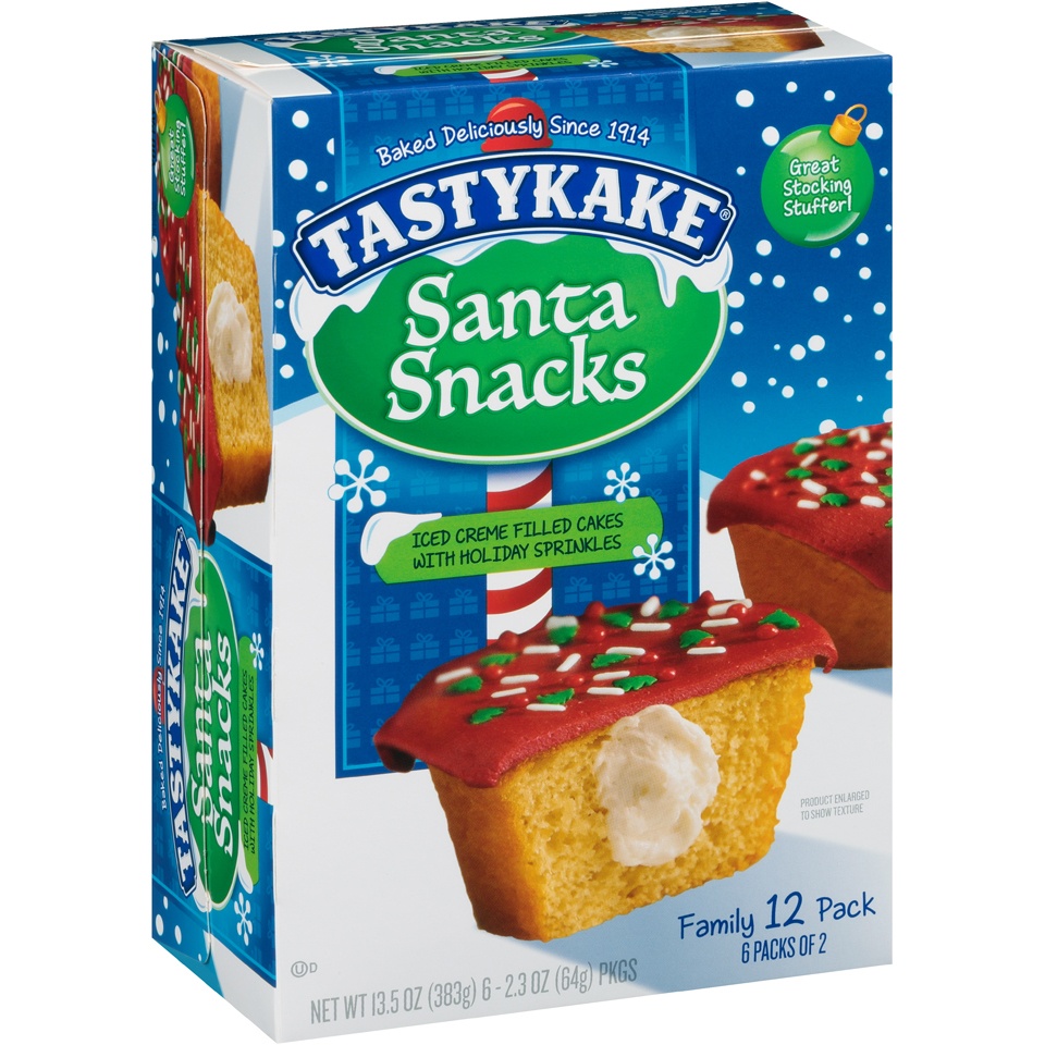 slide 2 of 8, Tastykake Santa Snacks With Holiday Icing Festive Sprinkles Of 2, 6 ct