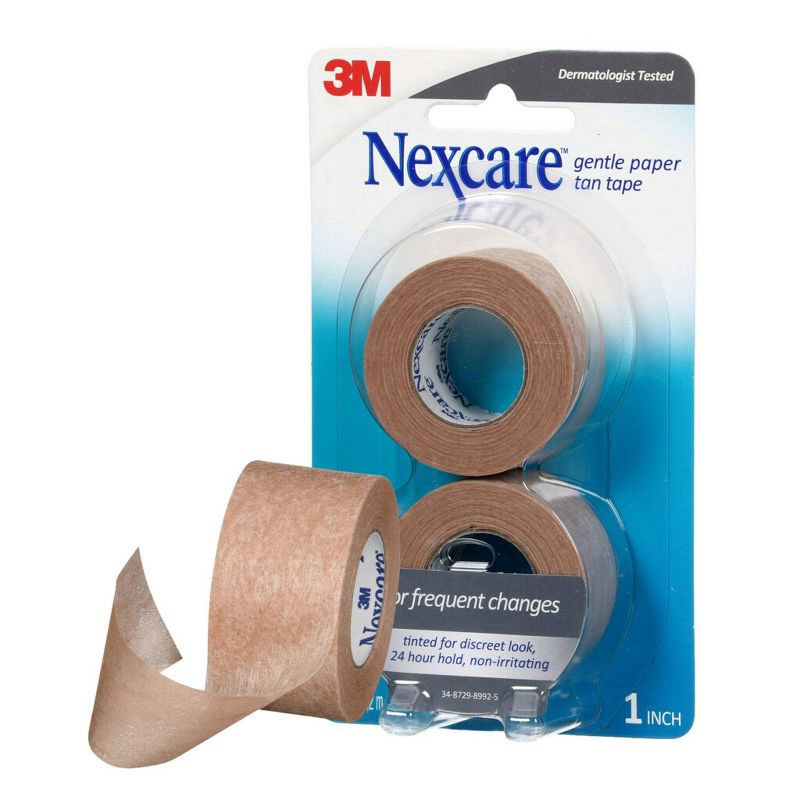 slide 12 of 12, Nexcare Gentle Paper Tan Tape - 2pk, 2 ct