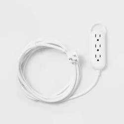 12' 3-Outlet Indoor Extension Cord White - heyday™: Flat Plug, 16 AWG, 12 ft, 13 Amp, 1 Year Warranty