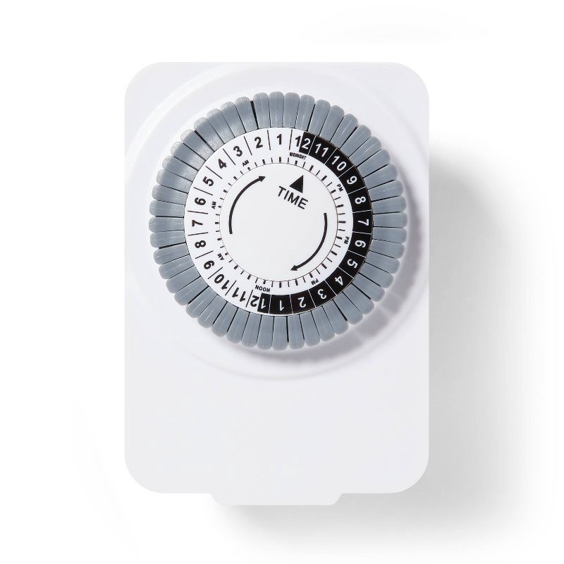 slide 2 of 3, Indoor 2 Polarized Outlet Timer White - Dealworthy™: Light Timer for Indoor Use, 2 Outlets, 13 Amps, 1-Year Warranty, 1 ct