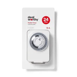 Indoor 2 Polarized Outlet Timer White - Dealworthy™: Light Timer for Indoor Use, 2 Outlets, 13 Amps, 1-Year Warranty