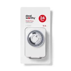 Indoor 2 Polarized Outlet Timer White - Dealworthy™: Light Timer for Indoor Use, 2 Outlets, 13 Amps, 1-Year Warranty