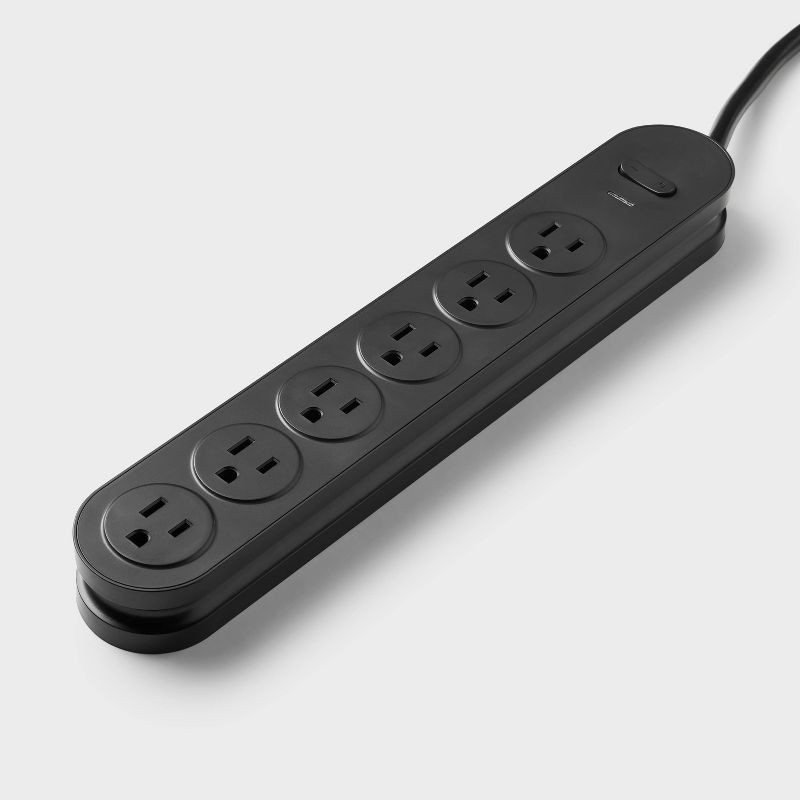 slide 2 of 3, 6 Outlet Surge Protector 3' Cord Black - heyday™, 1 ct
