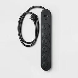 6 Outlet Surge Protector 3' Cord Black - heyday™