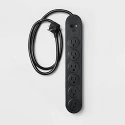 6 Outlet Surge Protector 3' Cord Black - heyday™