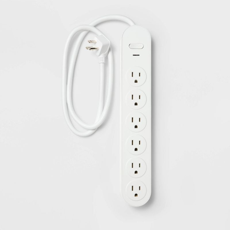 slide 1 of 3, 6 Outlet Surge Protector 3' Cord White - heyday™, 1 ct