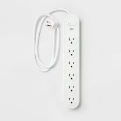 6 Outlet Surge Protector 3' Cord White - heyday™