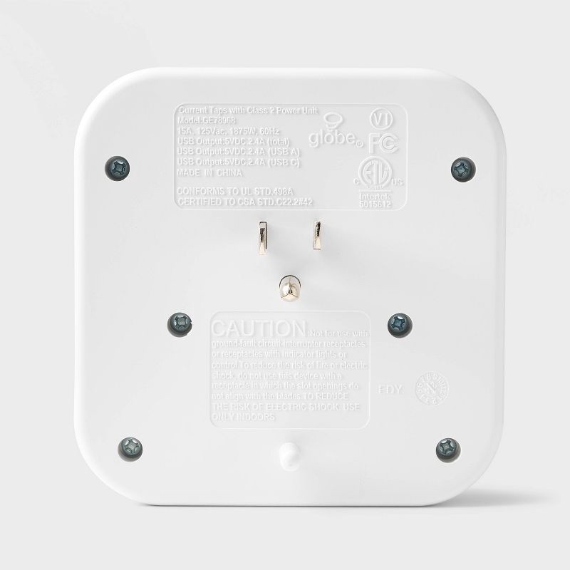 slide 3 of 3, 4 Outlet Wall Tap with USB White - heyday™: Multi Outlet Adapter & Extender, 13A, 1-Year Warranty, 1 ct