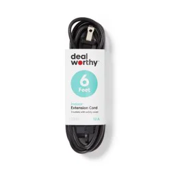 6' Indoor Cord 3 with 3 Outlets and Sliding Safety Cover Black - Dealworthy™