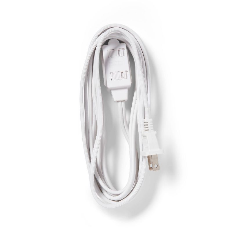 slide 2 of 3, 12' Indoor Cord 2 with 3 Outlets and Sliding Safety Cover White - Dealworthy™, 1 ct
