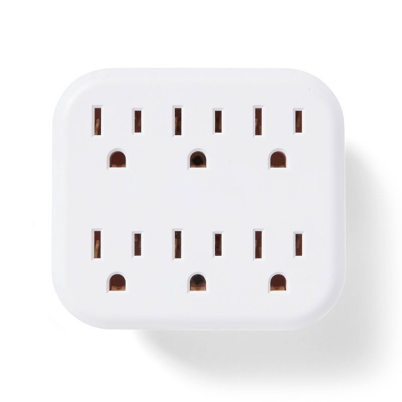 slide 2 of 3, 6 Outlet Wall Tap White - Dealworthy™, 1 ct