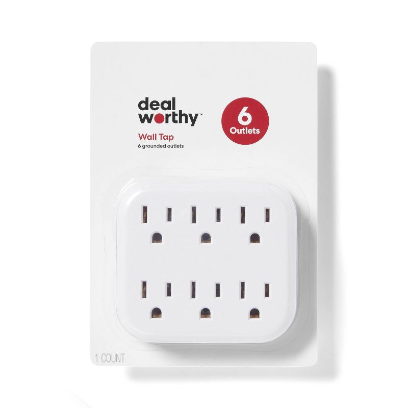 slide 1 of 3, 6 Outlet Wall Tap White - Dealworthy™, 1 ct