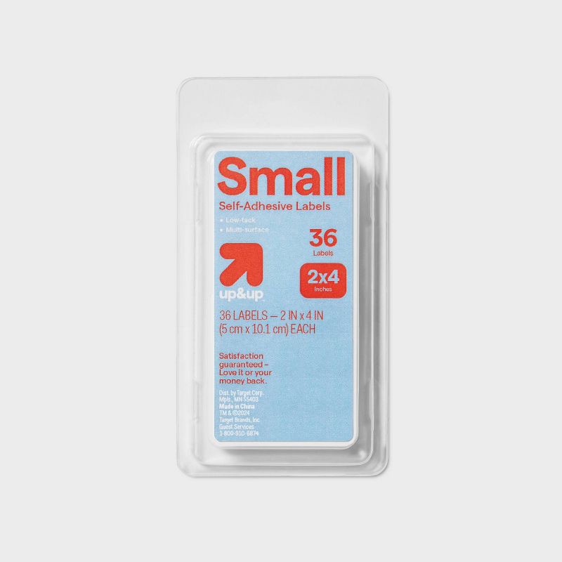 slide 1 of 3, 36ct Small Peel and Stick Labels - up&up™: Removable Adhesive Film, Reinforcement & Price Labels, White, 2"x4", 36 ct
