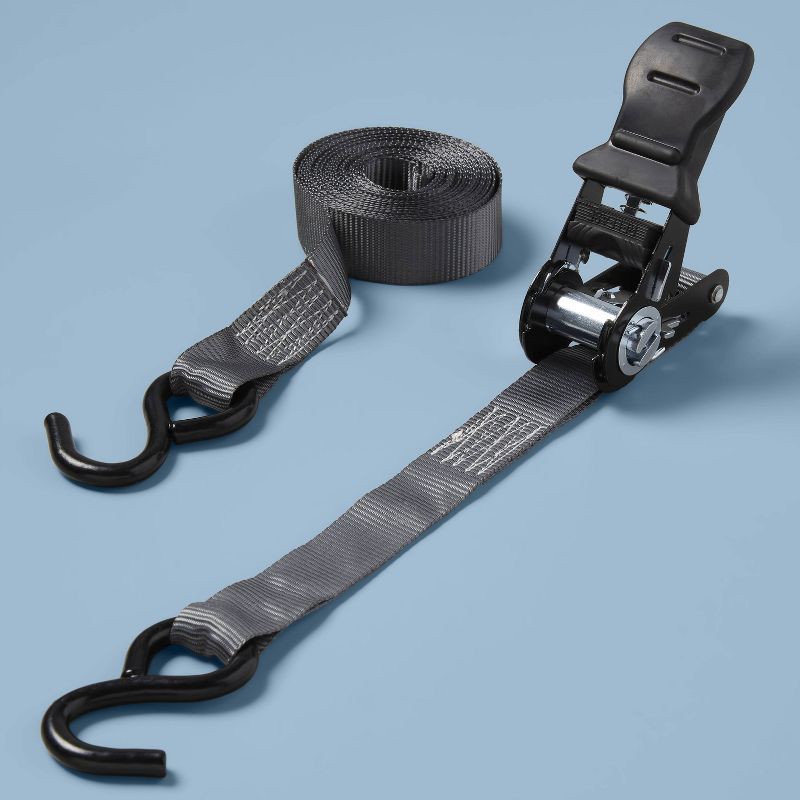 slide 2 of 3, 300lb 2pk Ratchet Straps - up&up™: Metal Polyester Towing Kits, Car & Truck Moving Straps, Black, 192" Length, 300 lb, 2 ct