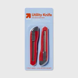 Utility Knife Carded 2pk - up&up™: Stainless Steel, Red, Boxcutter, Snips, Shears, Cutters, 6.46" Height