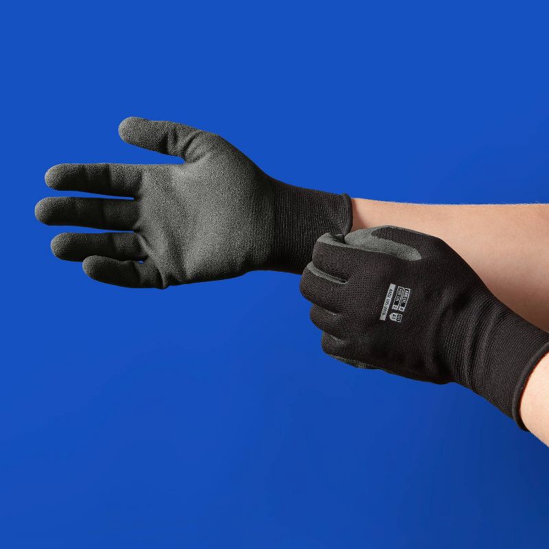 slide 2 of 4, Moving Utility Gloves Heavy Duty - up&up™: Large Nylon Work Gloves for Adults, Multipurpose, Gray/Black, 1 ct