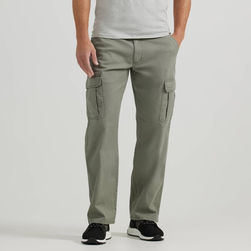 slide 1 of 6, Wrangler Men's ATG Relaxed Cargo Pants - Dusty Olive 32x34: Heavyweight Cotton-Spandex, Mid Rise, Full Length, Machine Washable, 1 ct