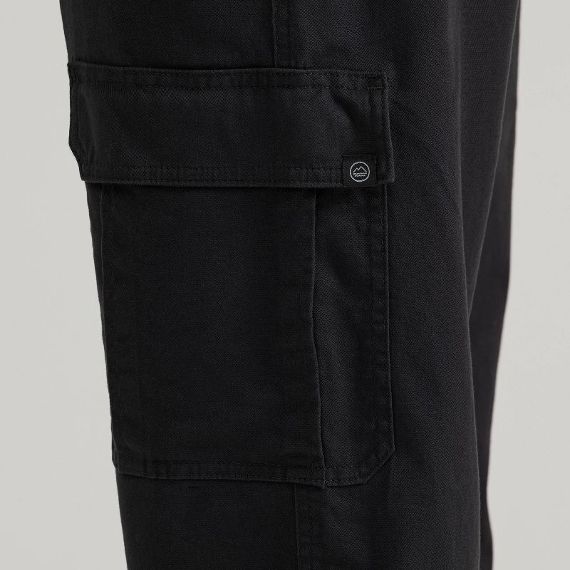 slide 7 of 7, Wrangler Men's ATG Relaxed Cargo Pants - Black 34x34: Heavyweight Cotton-Spandex, Mid Rise, Stretch Fabric, 1 ct