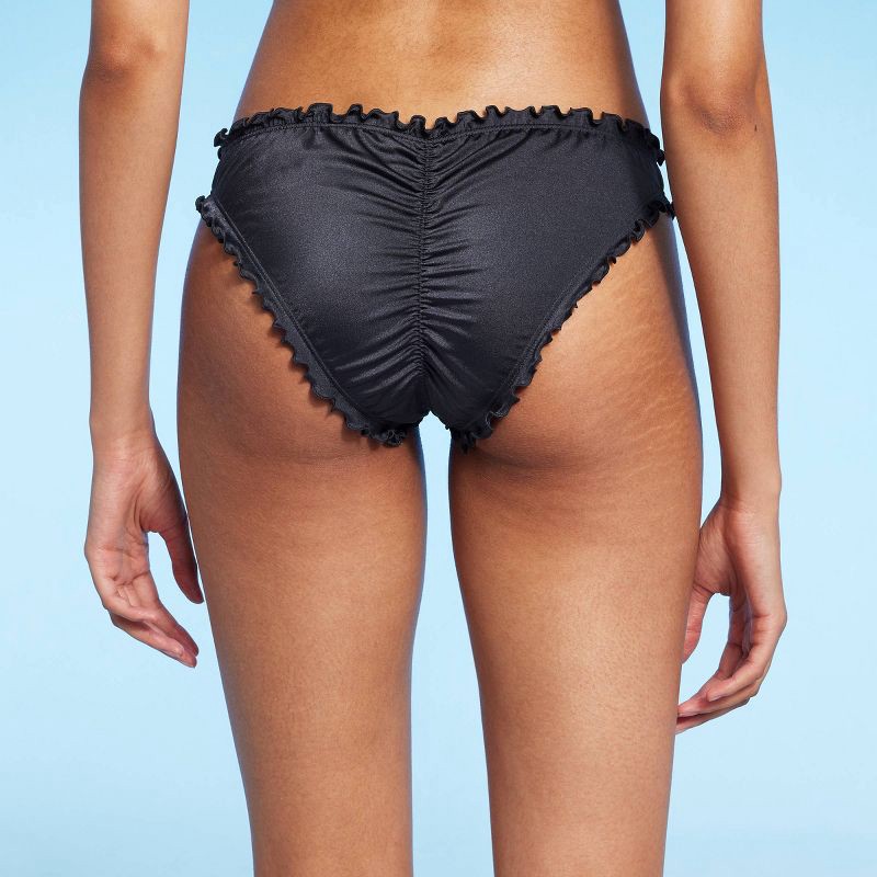 slide 2 of 5, Women's Ruffle Cheeky Bikini Bottom - Shade & Shore™ Gray Shine XL, 1 ct