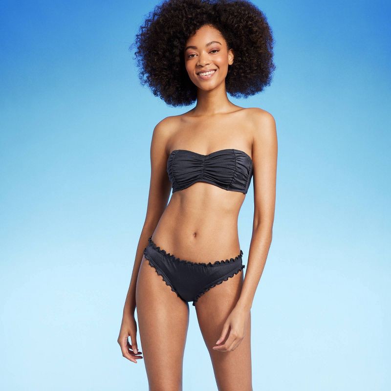 slide 5 of 5, Women's Ruffle Cheeky Bikini Bottom - Shade & Shore™ Gray Shine XL, 1 ct