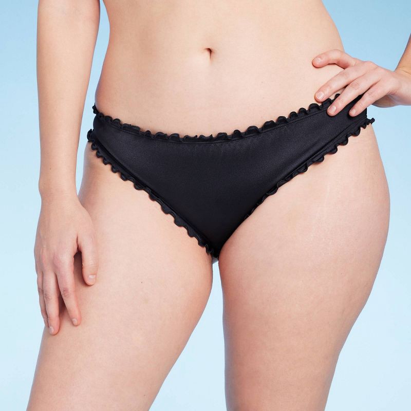 slide 4 of 5, Women's Ruffle Cheeky Bikini Bottom - Shade & Shore™ Gray Shine XL, 1 ct